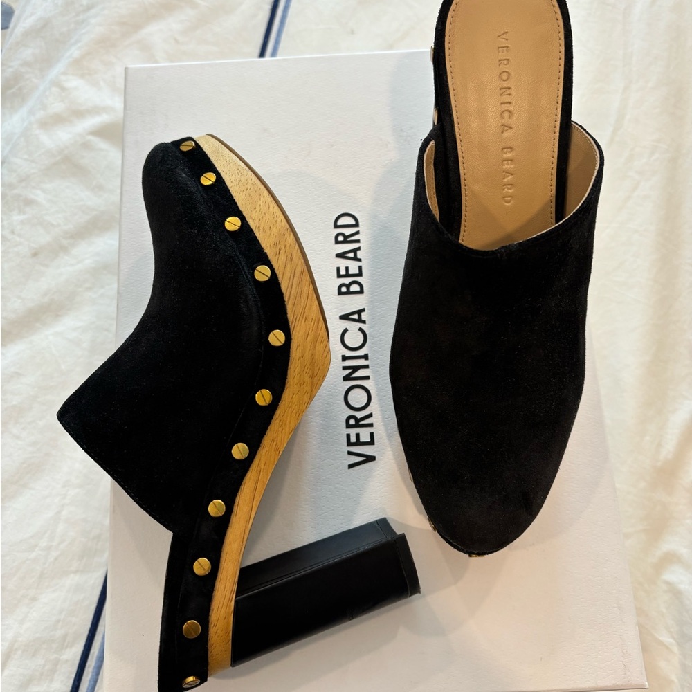 Veronica Beard Black Suede Women's Mules